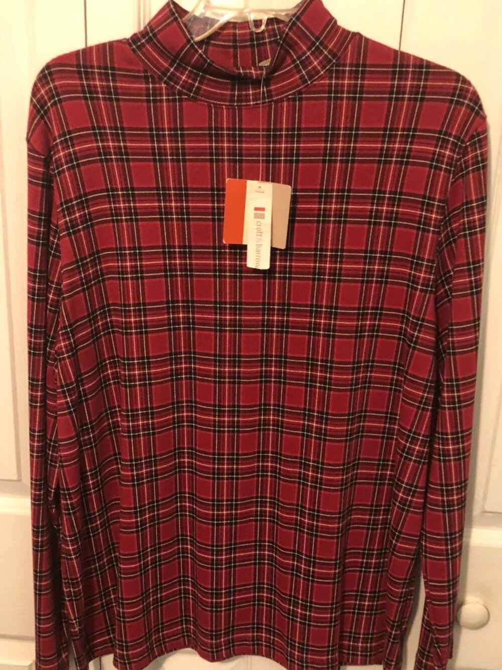 Croft and Barrow 1X mock turtleneck Red Plaid  top
